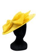 Mimosa Yellow Bow Adorned Large Disc Fascinator