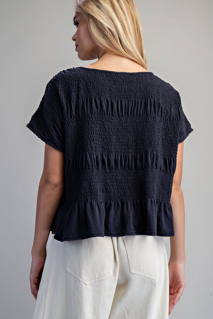 Mineral Washed Smocked Top