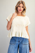 Mineral Washed Smocked Top