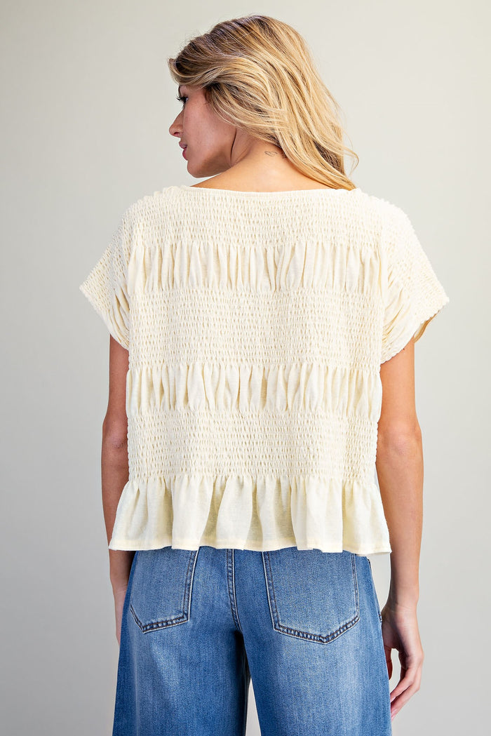 Mineral Washed Smocked Top
