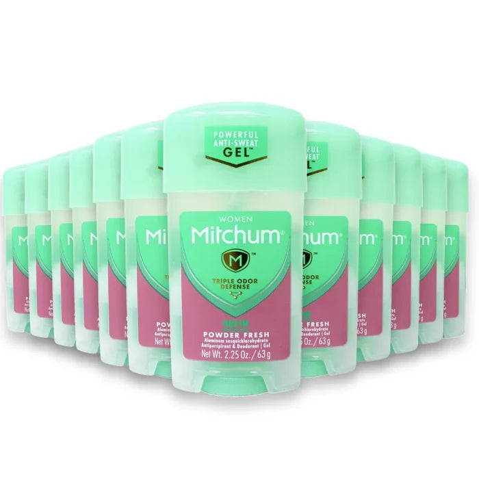 Mitchum Women Gel Antiperspirant Deodorant, Powder Fresh - 2.25 Oz - 24 Pack