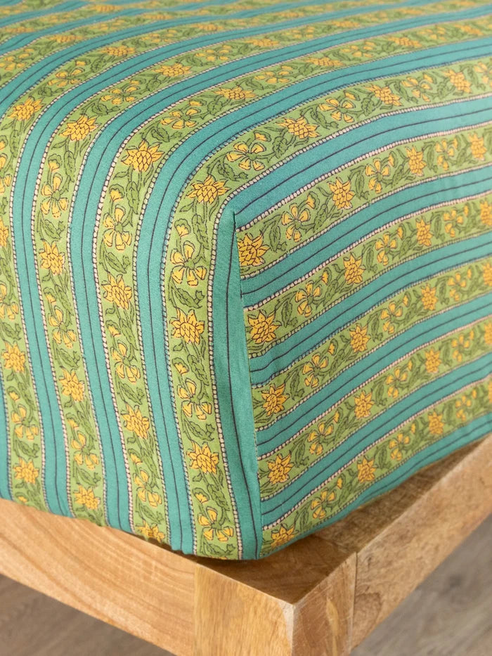 Mix & Match Cotton Fitted Sheet - Teal Vines-view 1