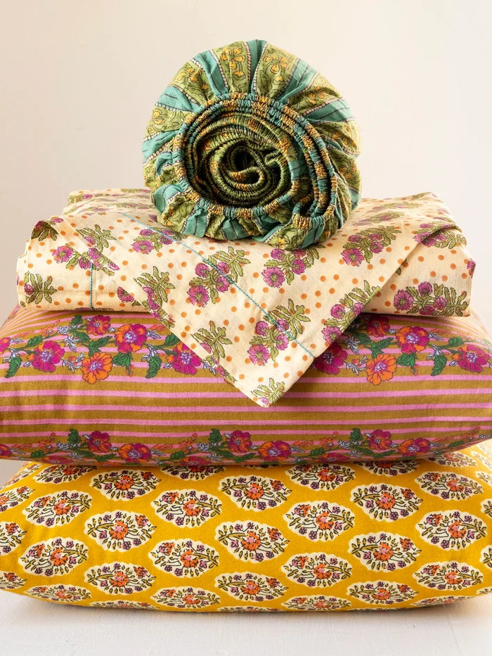 Mix & Match Cotton Fitted Sheet - Teal Vines-view 3