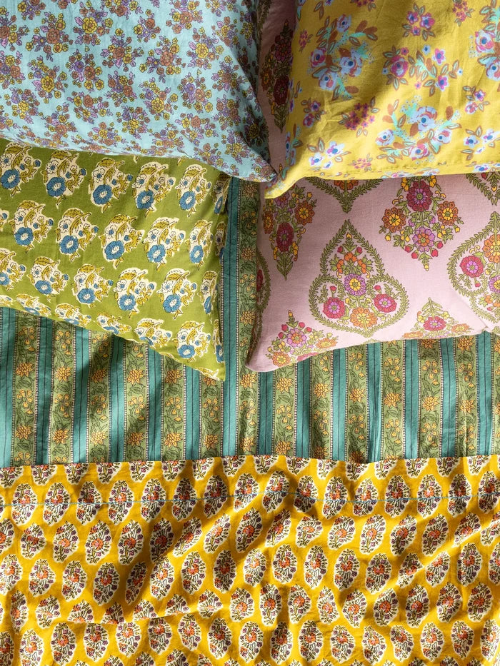 Mix & Match Cotton Flat Sheet - Teal Vines-view 2