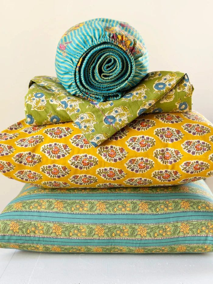 Mix & Match Cotton Flat Sheet - Teal Vines-view 4