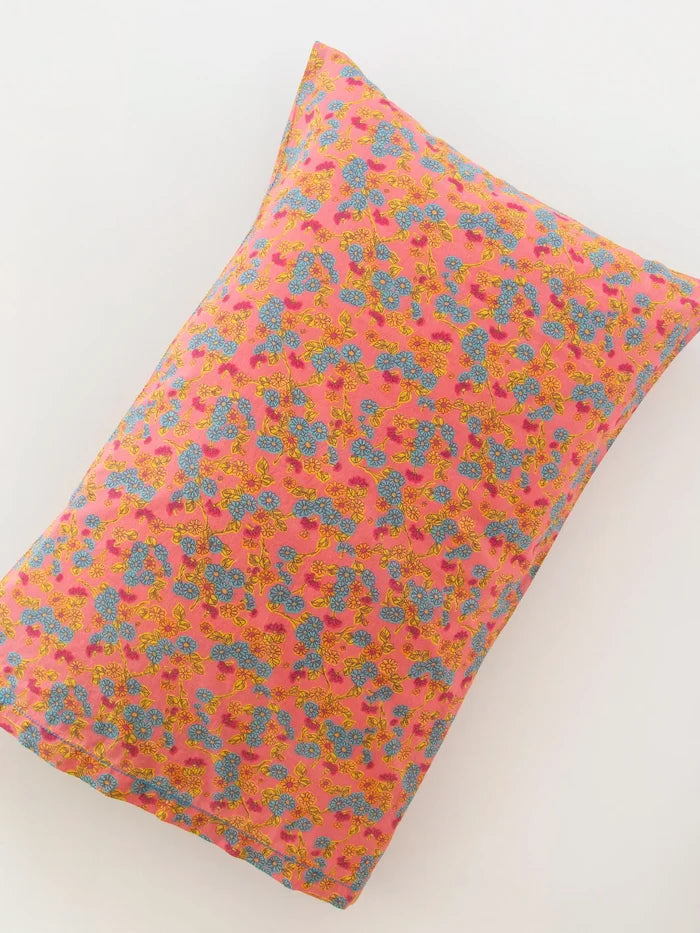 Mix & Match Cotton Pillowcase, Single - Coral Daisy Toss-view 1