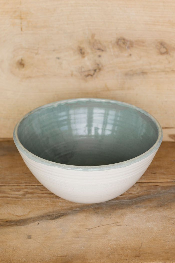Mixing Bowl, XL White and Sea Green