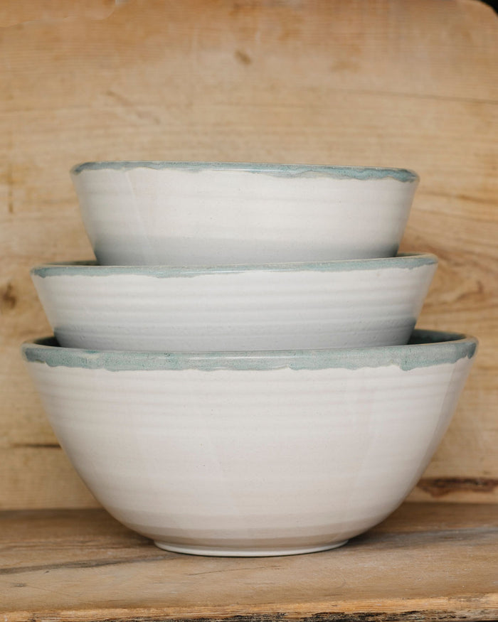 Mixing Bowl, XL White and Sea Green