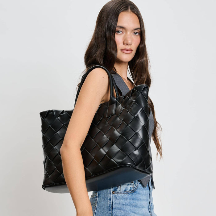 luxe handbags moda luxe adeline woven tote black