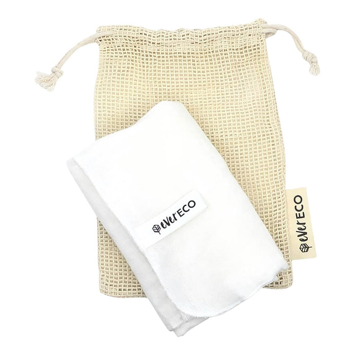Ever Eco cotton muslin cloths - 2 pack in a cotton drawstring pouch on a white background.