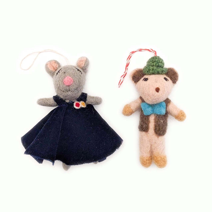 Friendsheep Nana and Billy Mouse Eco Ornaments - Set of 2