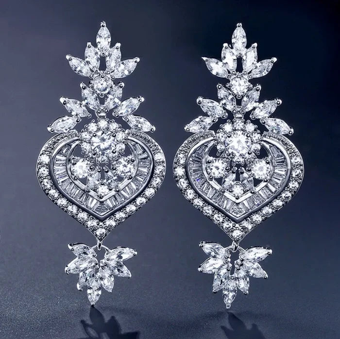 Wedding Jewelry - Art Deco CZ Bridal Earrings - Available in Silver, Rose Gold and Yellow Gold