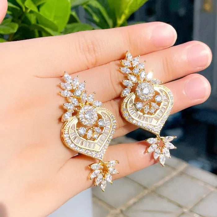 Wedding Jewelry - Art Deco CZ Bridal Earrings - Available in Silver, Rose Gold and Yellow Gold