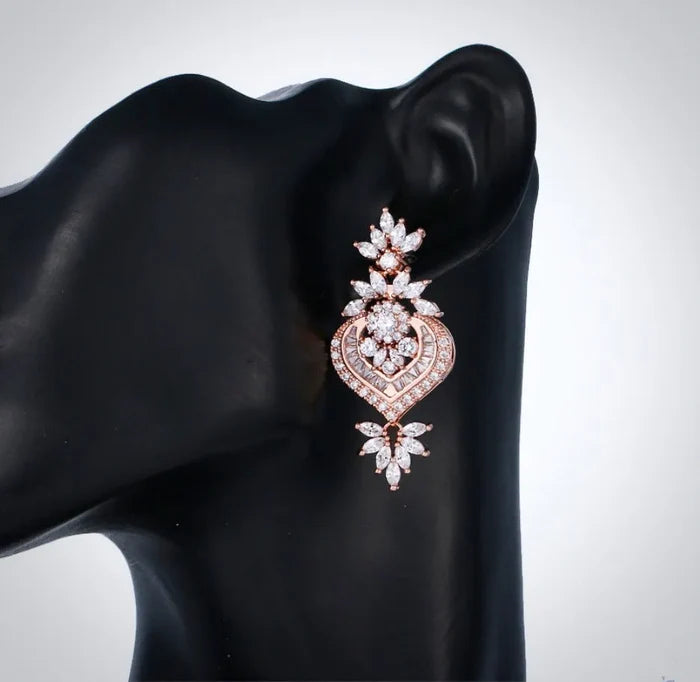 Wedding Jewelry - Art Deco CZ Bridal Earrings - Available in Silver, Rose Gold and Yellow Gold