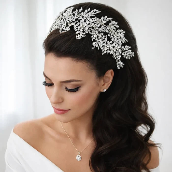 Wedding Hair Accessories - Crystal Bridal Headdress - Available in Silver and Yellow Gold
