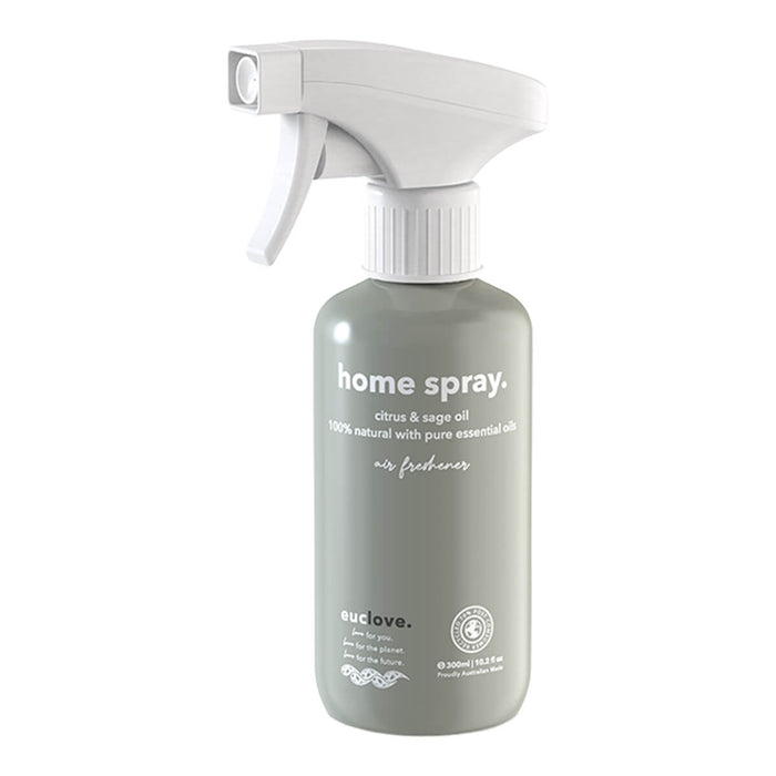300ml spray bottle of Euclove Natural Home Spray Air Freshener in citrus and sage scent, 100% natural with pure essential oils.