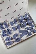 Navy Blue Gingham School Bow Bundle M/L - Elastic - 10 Bows