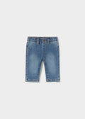 Mayoral newborn baby boy jeans in blue denim with soft stretch cotton-blend fabric.
