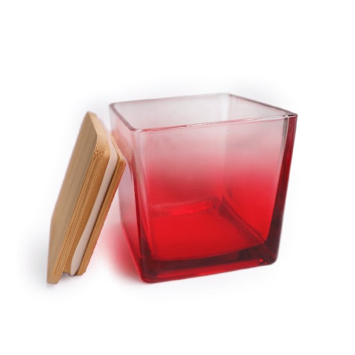 Square Glass 10 oz Candle Containes with Bamboo Lids