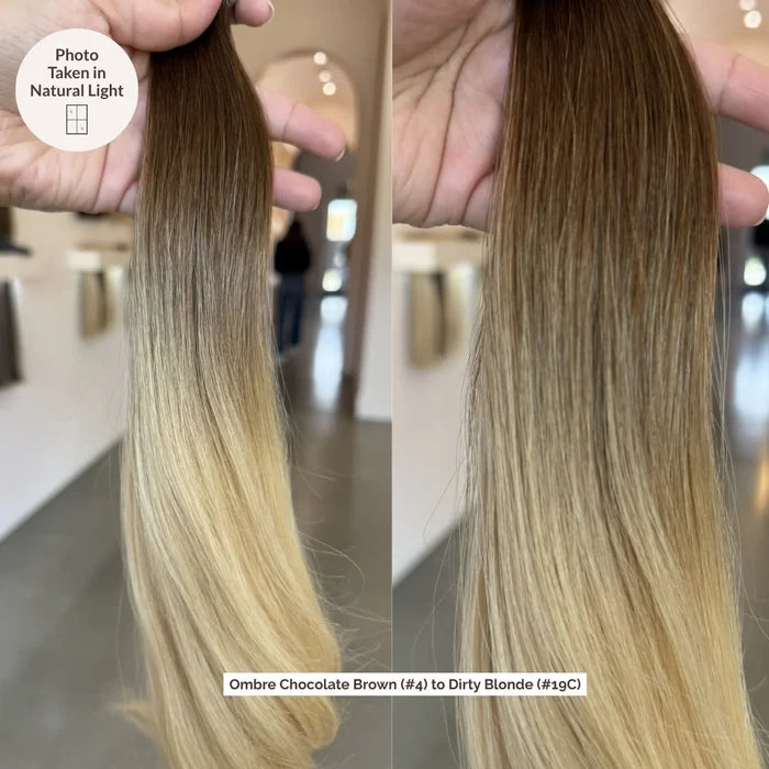 Ombre - Chocolate Brown (#4) to Dirty Blonde (#19C) 20" I-Tip