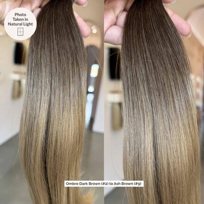 Ombre - Dark Brown (#2) to Ash Brown (#9) 20" I-Tip