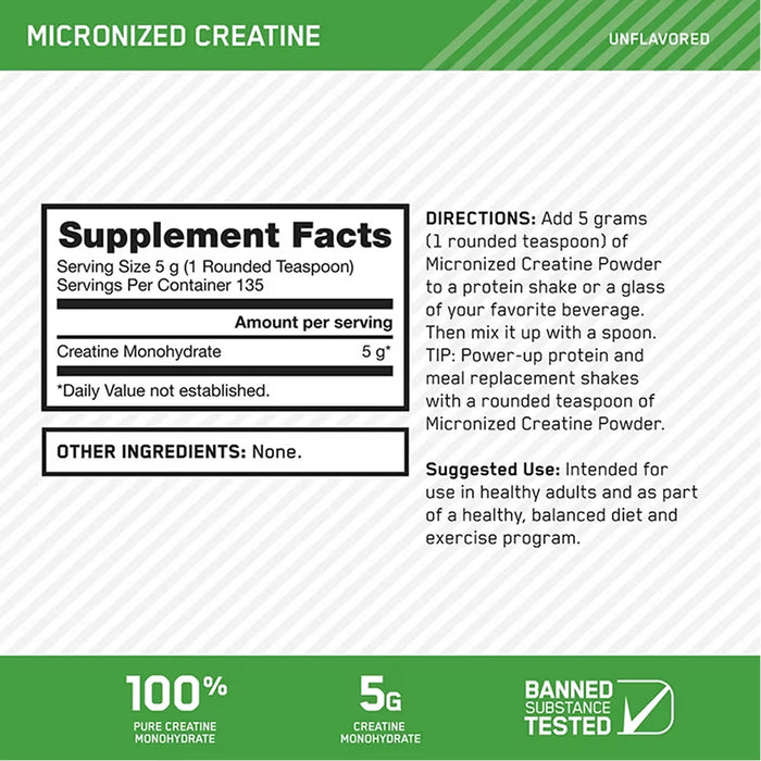 Optimum Nutrition Micronized Creatine Powder Unflavored, 135 Servings - 6 Pack
