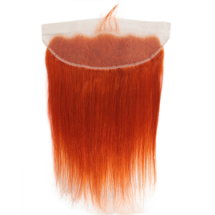 13x4 lace closure ginger orange sliky stiraght hair