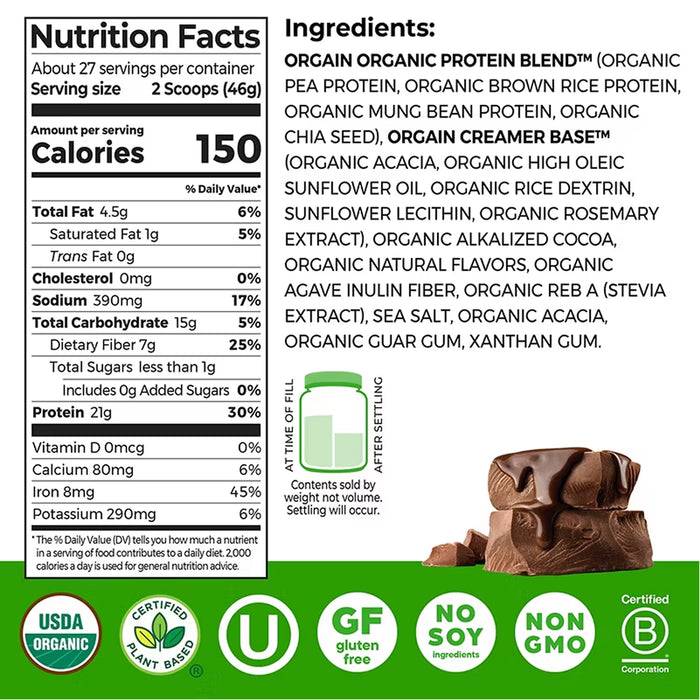 Orgain Vegan Protein Powder Creamy Chocolate - 2.74lb