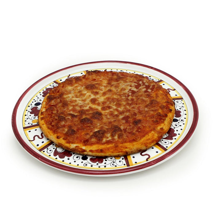 ORVIETO RED ROOSTER: Deruta Pizza Plate - Cake or Cheese Platter.