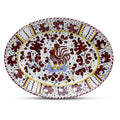 ORVIETO RED ROOSTER: Large Oval Platter