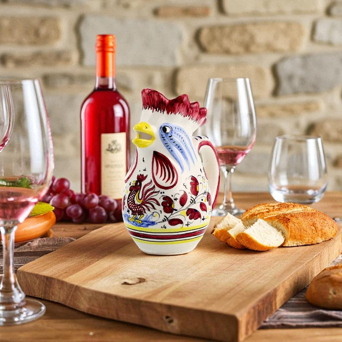 ORVIETO RED ROOSTER: Rooster of Fortune Pitcher (1 Liter 34 Oz 1 Qt)