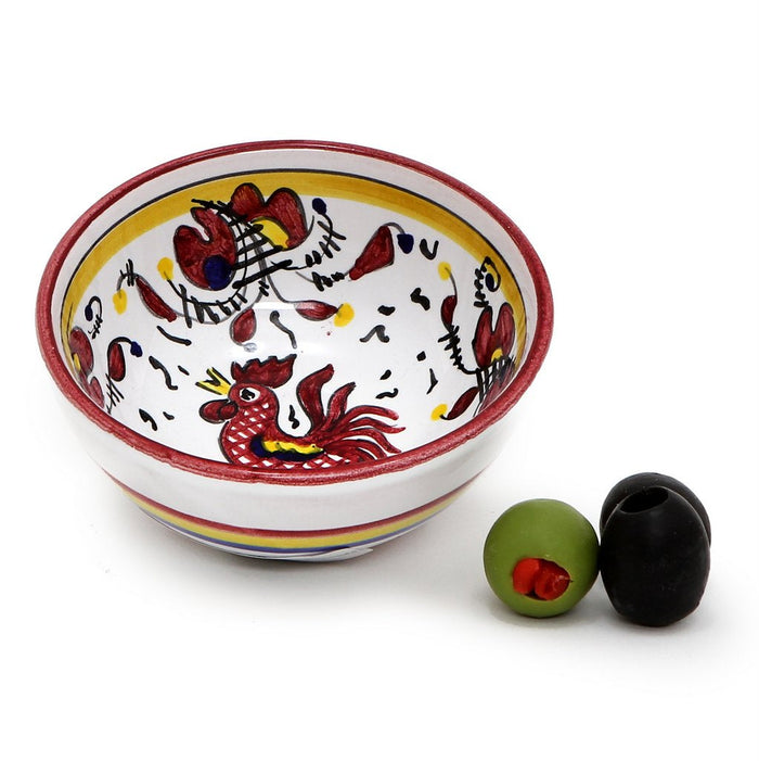 ORVIETO RED ROOSTER: Small Dipping Bowl/Condiment Bowl (1 Cup)