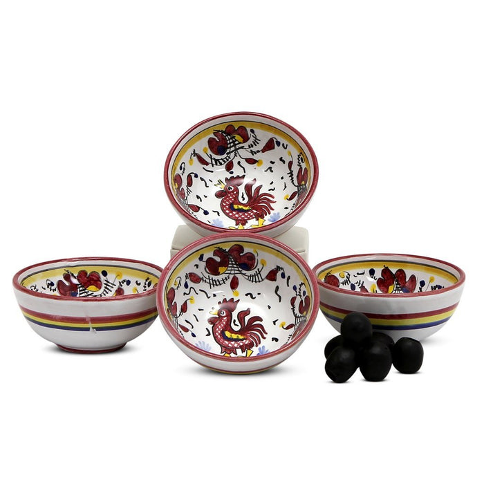 ORVIETO RED ROOSTER: Small Dipping Bowl/Condiment Bowl (1 Cup)