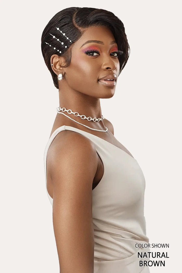 OUTRE MY TRESSES BLACK LABEL 100% UNPROCESSED HUMAN HAIR  13X4 LACE FRONT WIG - NATURAL PIXIE OUTRE