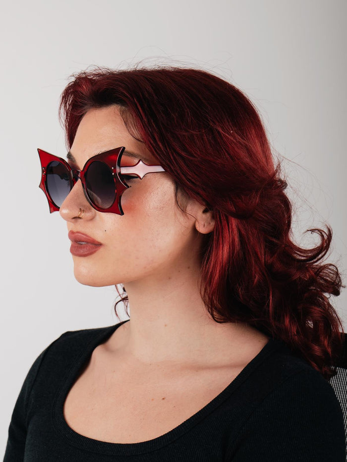 Oversized Bat Wing Sunglasses | Red-Image 2