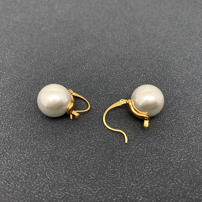 Pearl Charm18K Gold Plated Stainless Steel Hoop - FGS