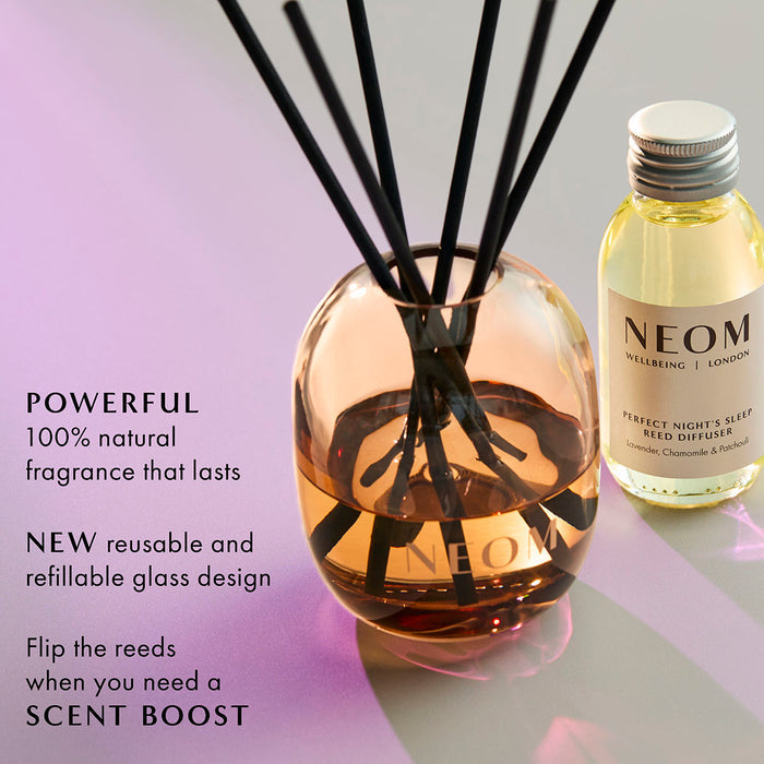 NEOM Perfect Night’s Sleep reed diffuser with lavender, chamomile and patchouli, calming natural home scent