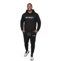 Men’s black performance sweatshirt from STRIDE Fitness designed for training, comfort, and everyday wear