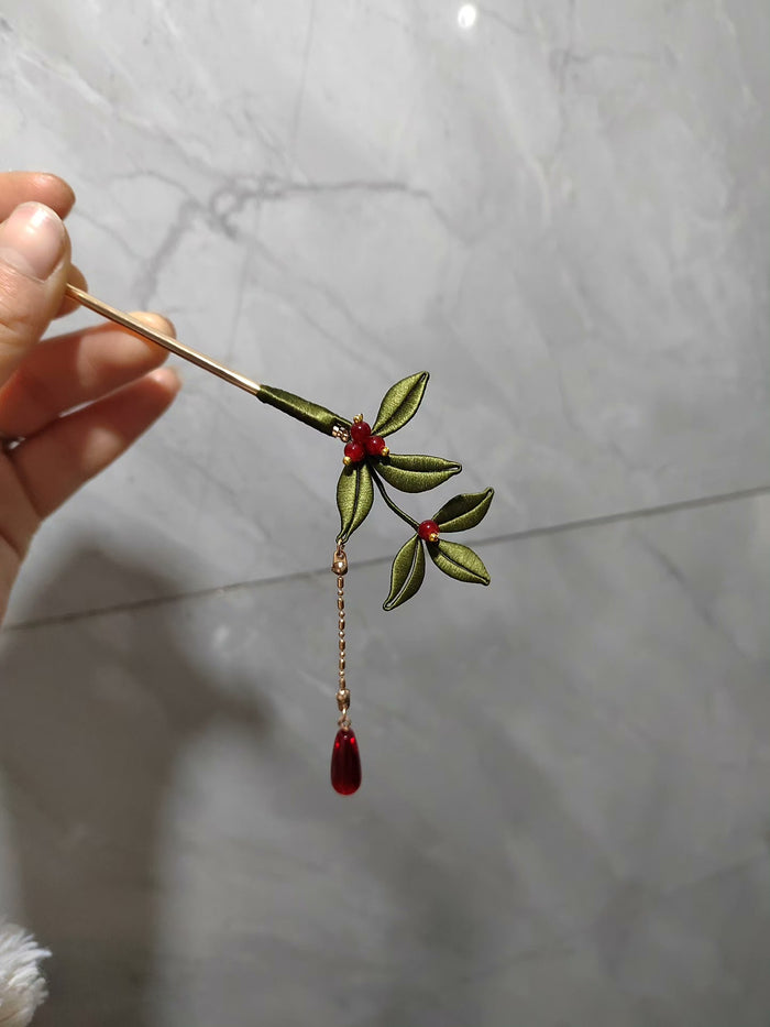 PF243 - Green Leaves Chanhua Hairpin - Wholesale