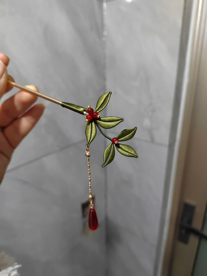 PF243 - Green Leaves Chanhua Hairpin - Wholesale