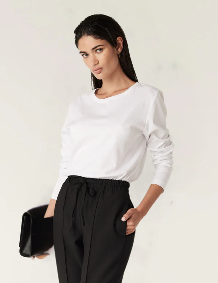 PIMA LONG SLEEVE TOP | White - Darling & Domain