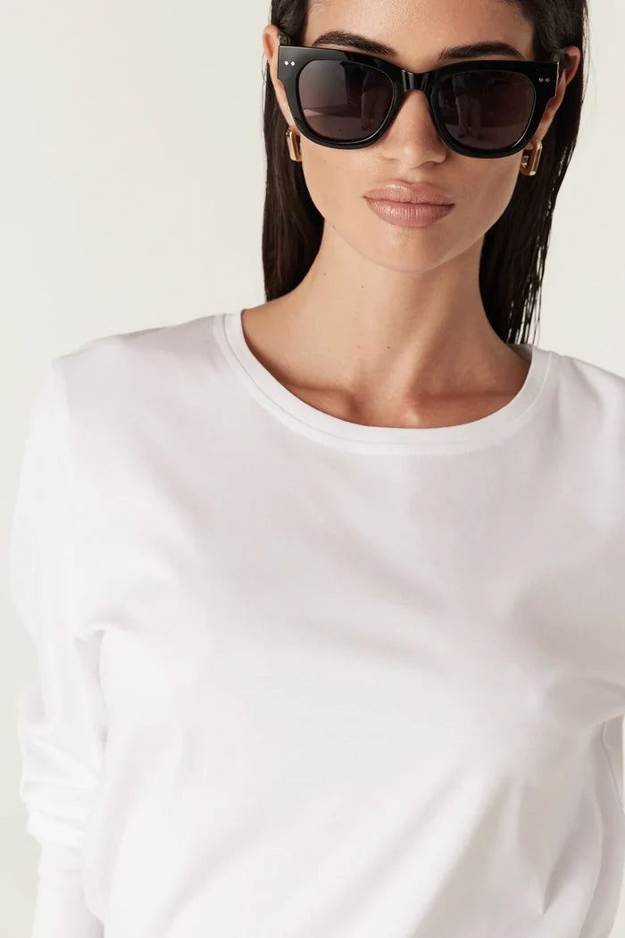 PIMA LONG SLEEVE TOP | White - Darling & Domain