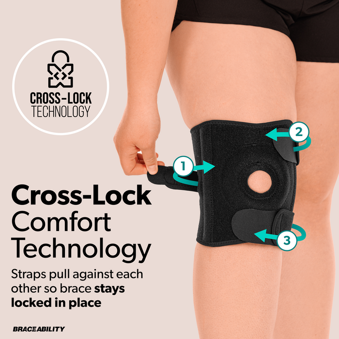Plus Size Knee Brace for Women and Men, Open Patella Wrap Support for Arthritis and Big Thighs