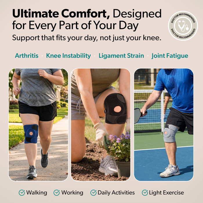Plus Size Knee Brace for Women and Men, Open Patella Wrap Support for Arthritis and Big Thighs