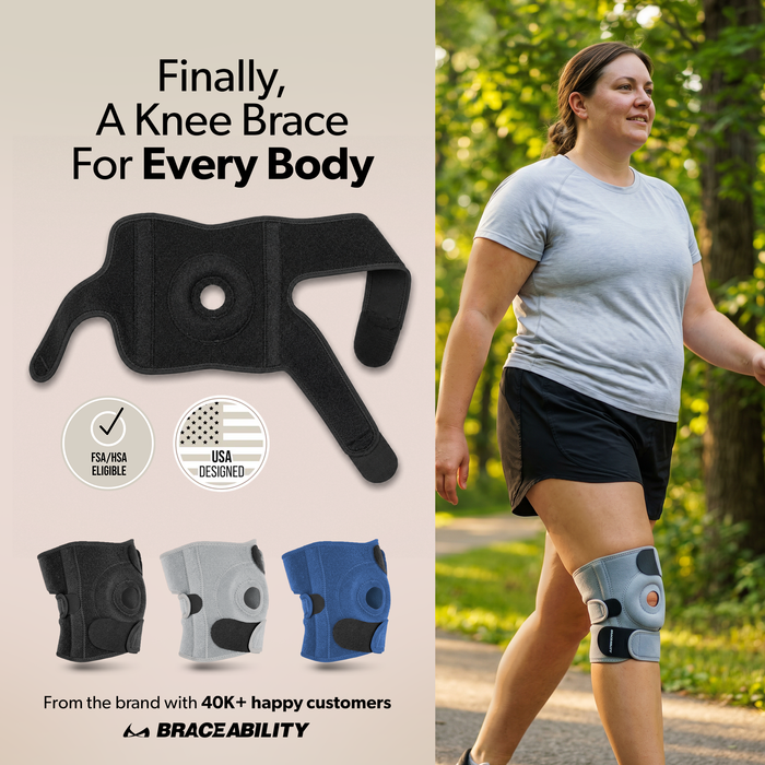 Plus Size Knee Brace for Women and Men, Open Patella Wrap Support for Arthritis and Big Thighs