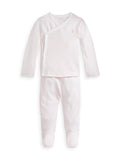 Polo Ralph Lauren Organic Cotton Striped Footed 2pc Set - Delicate Pink, White