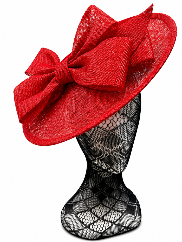 Poppy Bow Adorned Large Disc Fascinator