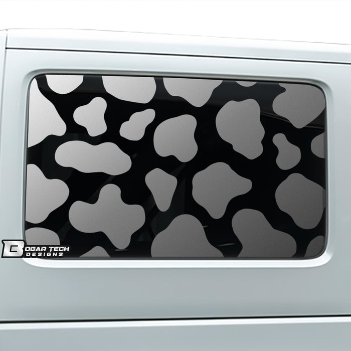 Precut Cow Print Rear Side Quarter Window Decal Stickers Fits 4 Door Jeep Wrangler JKU 2011 - 2018 - Bogar Tech Designs