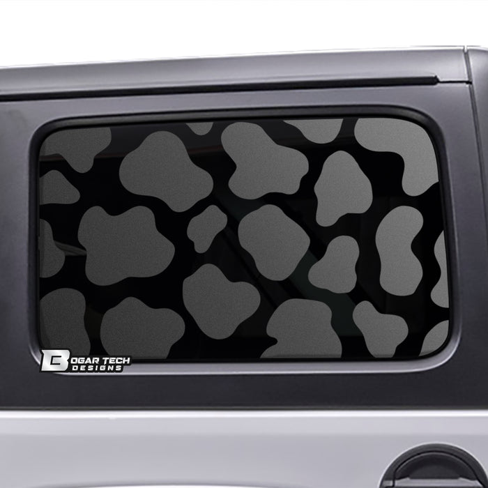 Precut Cow Print Rear Side Quarter Window Decal Stickers Fits The 4 Door Jeep Wrangler JLU 2018 - 2024 - Bogar Tech Designs
