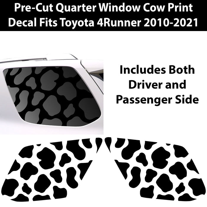 Precut Cow Print Rear Side Quarter Window Decal Stickers Fits Toyota 4Runner 2010 - 2024 - Bogar Tech Designs